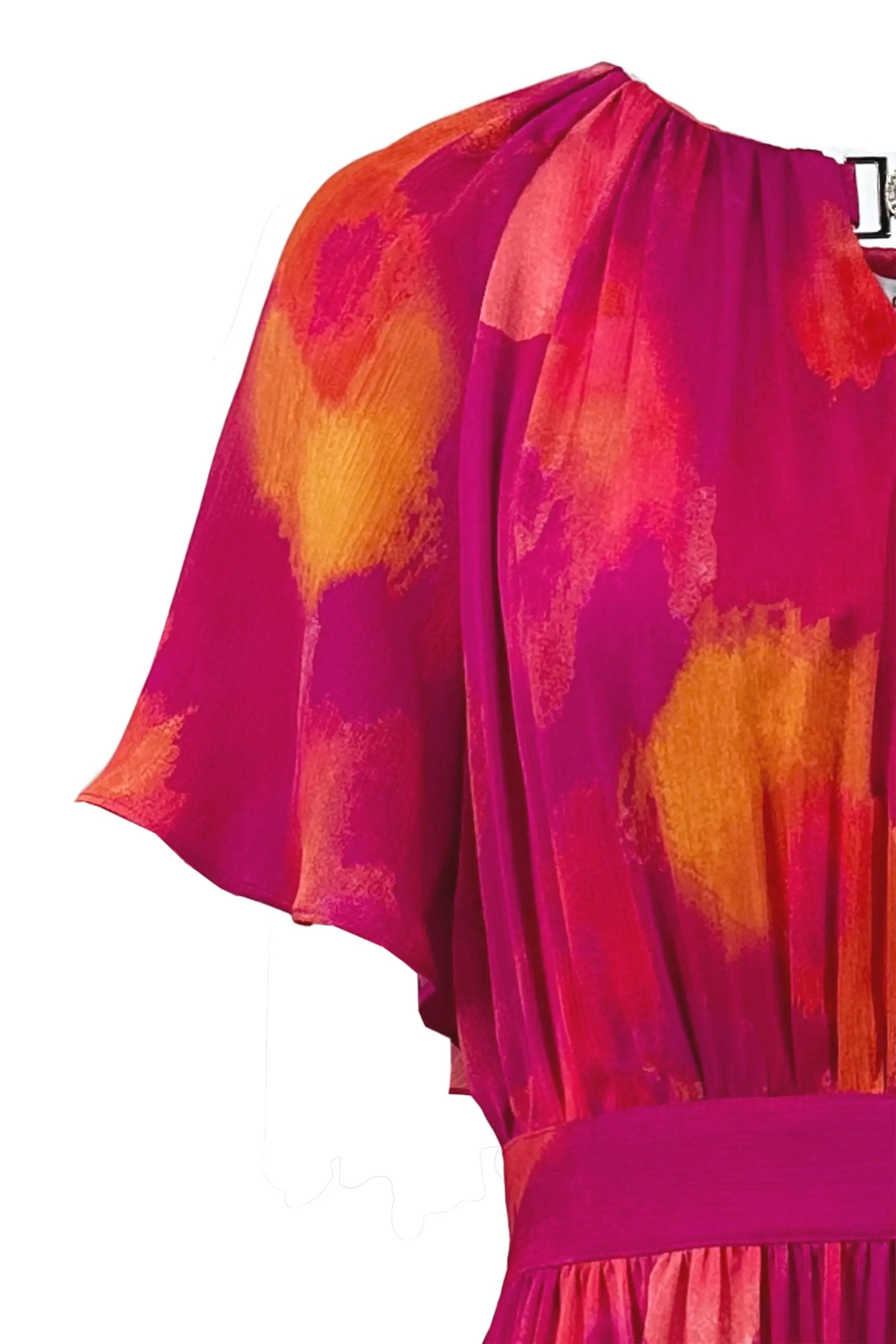 Ladies' Elegant Summer Waist Cinching Tie-dye Long Dress ULA